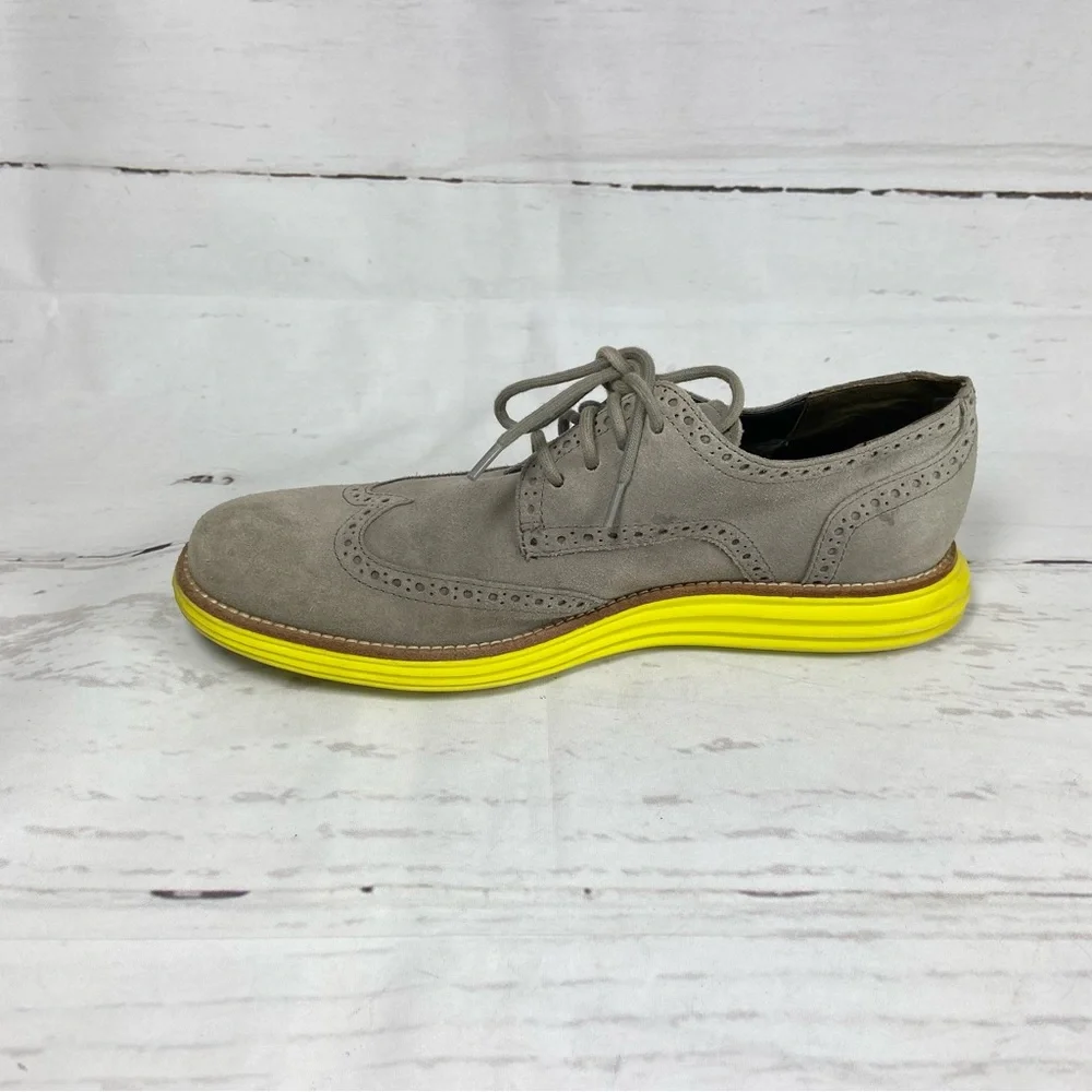 Cole Haan Lurnagrand‎ Shoes Men’s 9.5M Gray Wingtip Oxfords Suede